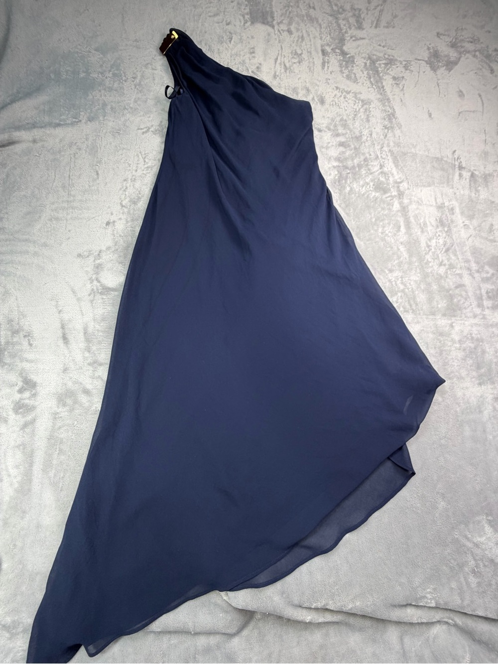 Ralph Lauren Navy Asymmetric Women’s Guest Fall Wedding Party MidiDress